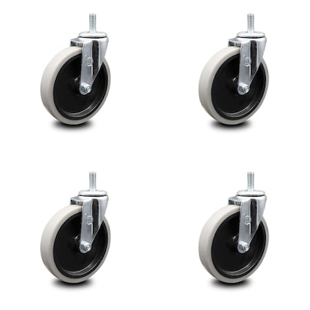 Service Caster 5 Inch Thermoplastic Rubber Wheel 1/2 Inch Threaded Stem Caster SCC, 4PK SCC-TS05S510-TPRS-121315-4